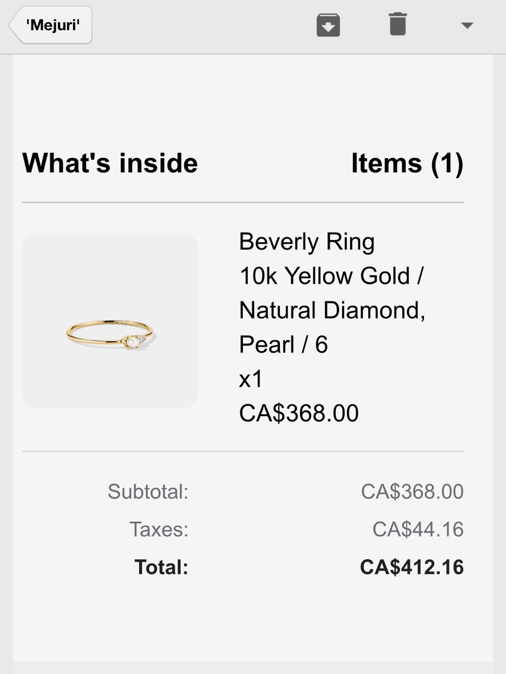 Mejuri Beverly 10k Yellow Gold Pearl & Diamond Ring - Gold, White